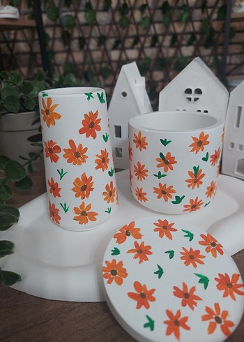 Çiçek Desenli Beyaz pinterest Set