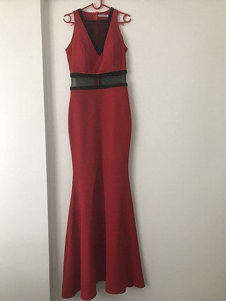 Abiye Kırmızı balık model elbise