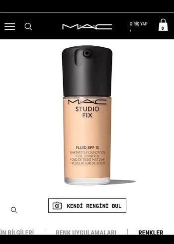ORİJİNAL MAC Studio Fix SPF 15 Sıvı Fondöten NC16