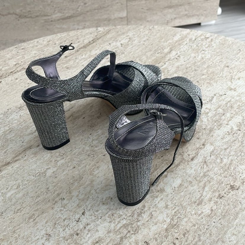 Gri Yılan Desenli Platform Topuklu Kadın Ayakkabı - Görsel 3