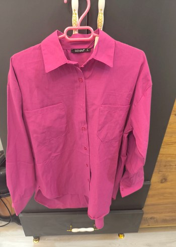 Düğmeli Pembe Kadın Gömlek