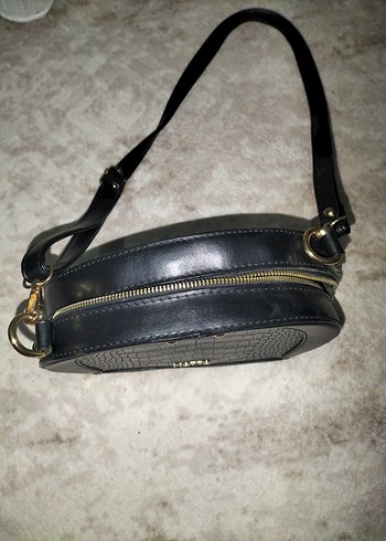 Siyah Deri Yılan Desenli Kadın Çanta - Görsel 3