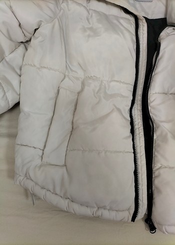 Beyaz Fitilli Kadın Kışlık Mont - Görsel 4