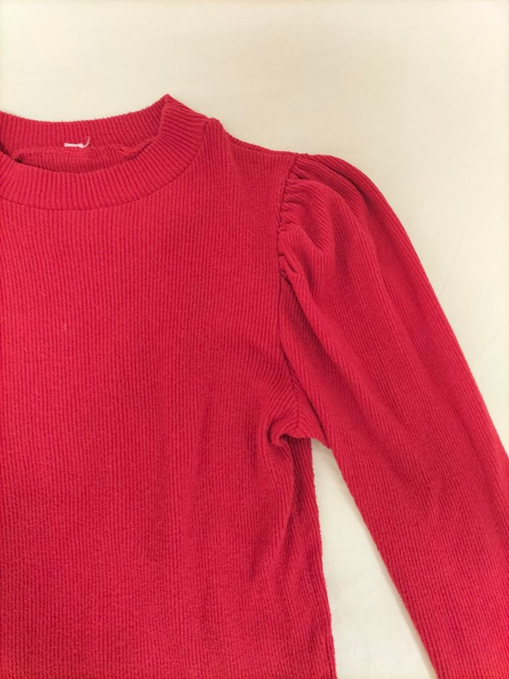 Kırmızı Yüksek Yakalı Kadın Triko Kazak - Görsel 3