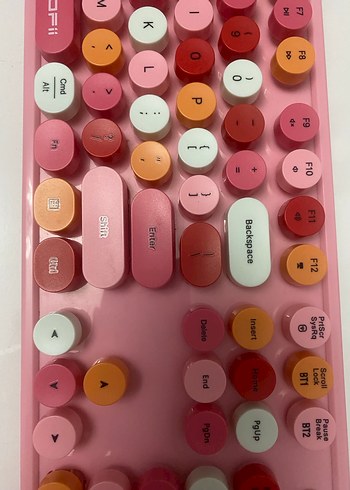 Pastel Pembe Retro Klavye ve Mouse Seti - Görsel 5