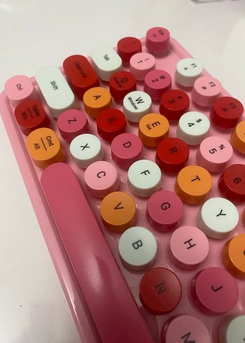 Pastel Pembe Retro Klavye ve Mouse Seti - Görsel 7