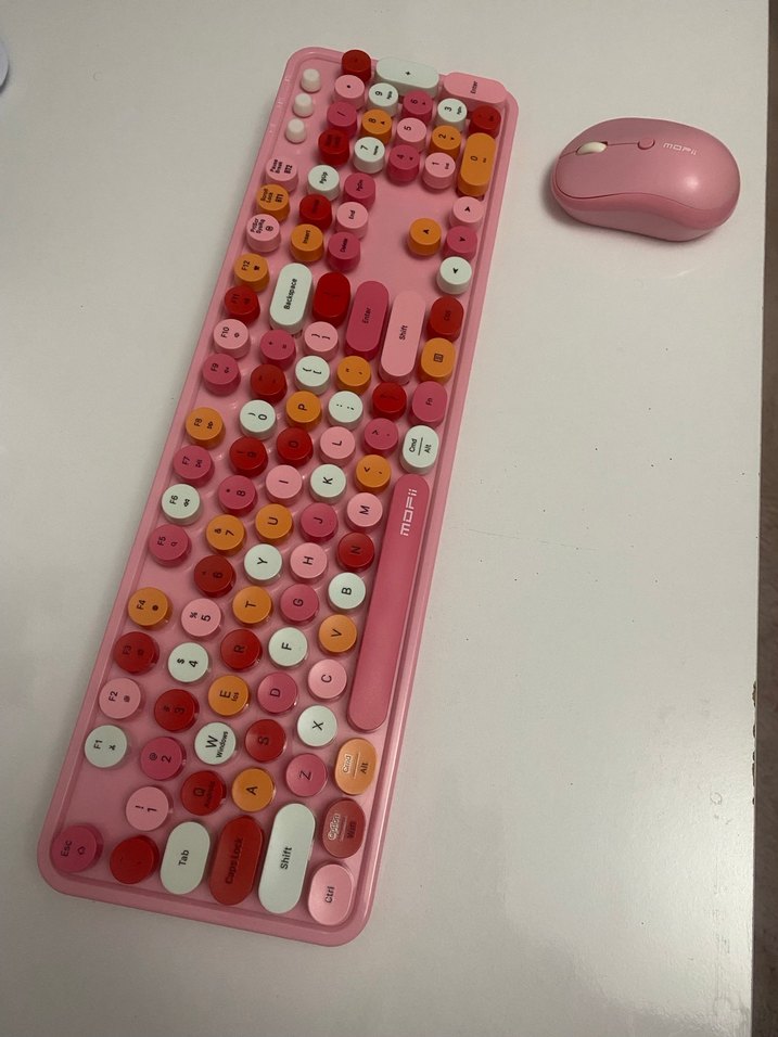 Pastel Pembe Retro Klavye ve Mouse Seti - Görsel 2