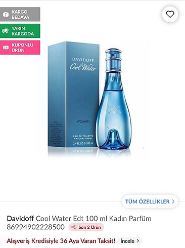 Davidoff Cool Water 100 ml orjinal parfüm nerdeyse yarı fiyatına