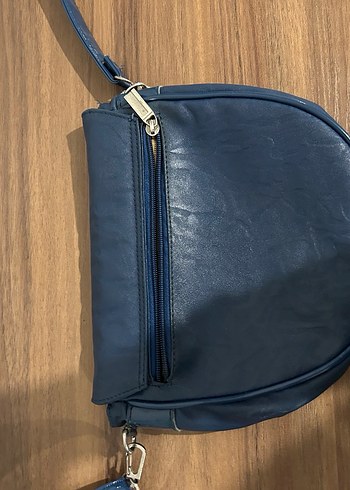 Mavi Deri Kadın Çanta Tokalı - Görsel 4