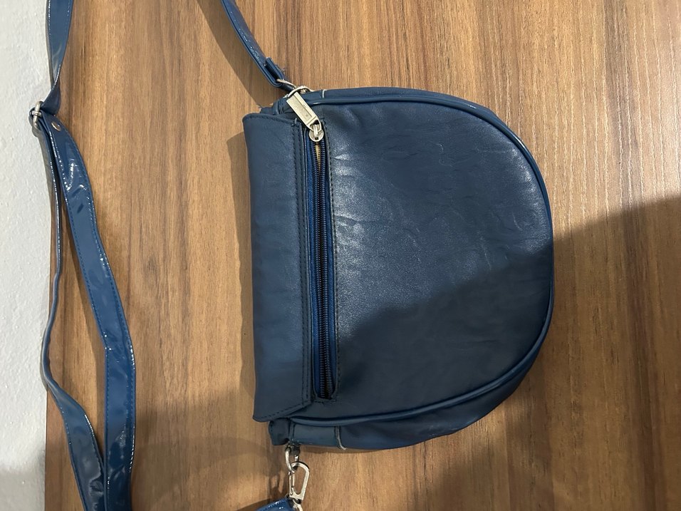 Mavi Deri Kadın Çanta Tokalı - Görsel 4