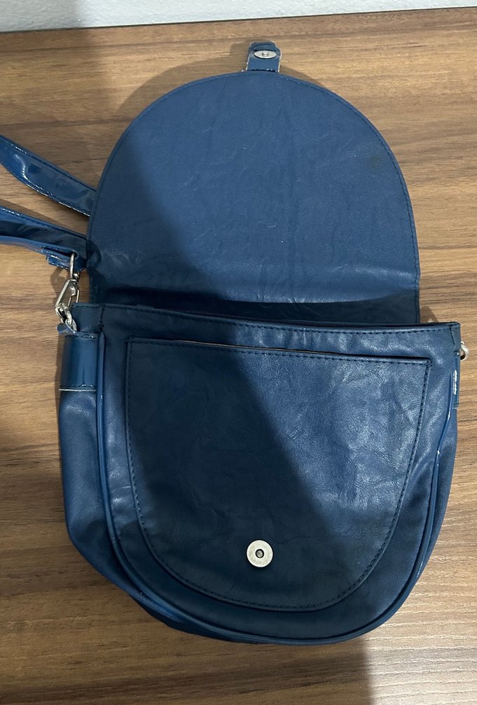 Mavi Deri Kadın Çanta Tokalı - Görsel 3