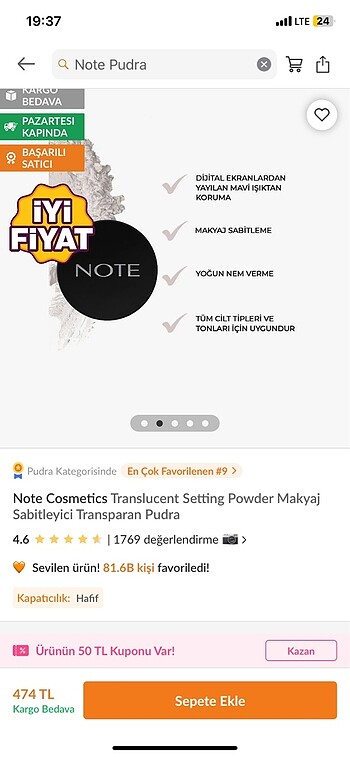 Note Note translucent setting powder