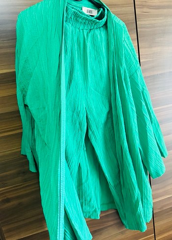 Uzun Yeşil Bohem Kadın Kimono takımı - Görsel 3