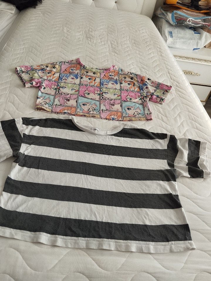 Kız Çocuk Çok Renkli Baskılı Kısa Kollu Tişört - Görsel 3