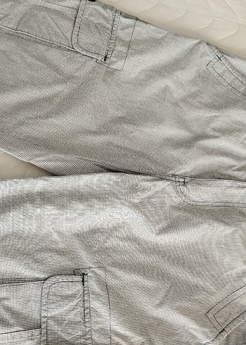 Gri Keten Kemerli Rahat Şort - Görsel 4