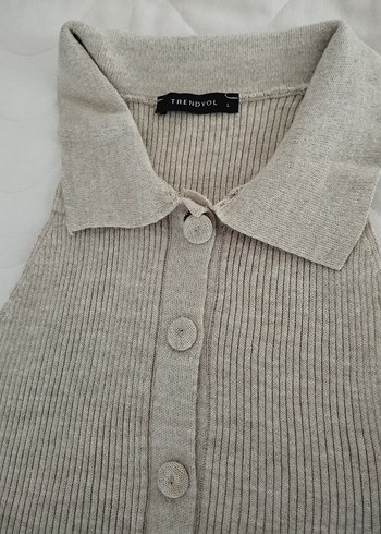 Bej Örme Kolsuz Uzun Elbise - Görsel 7