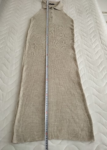 Bej Örme Kolsuz Uzun Elbise - Görsel 5