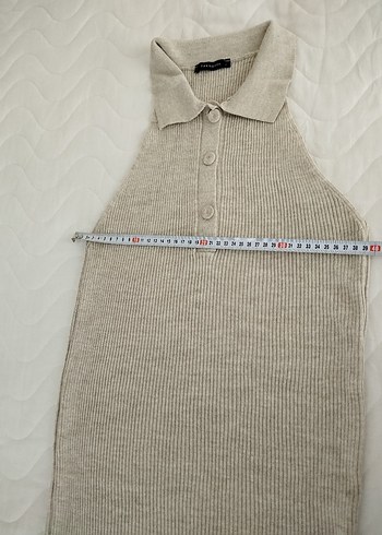 Bej Örme Kolsuz Uzun Elbise - Görsel 6