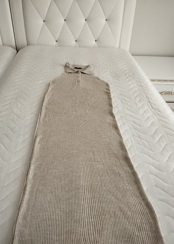 Bej Örme Kolsuz Uzun Elbise - Görsel 3