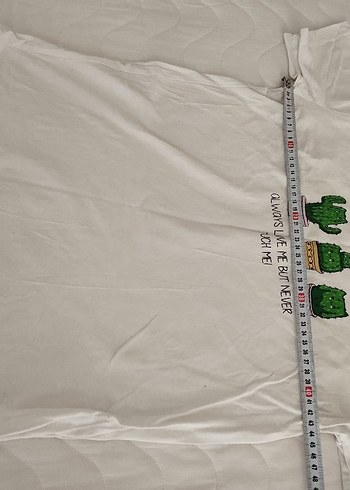 Baskılı Beyaz Tişört, Kısa Kollu - Görsel 8