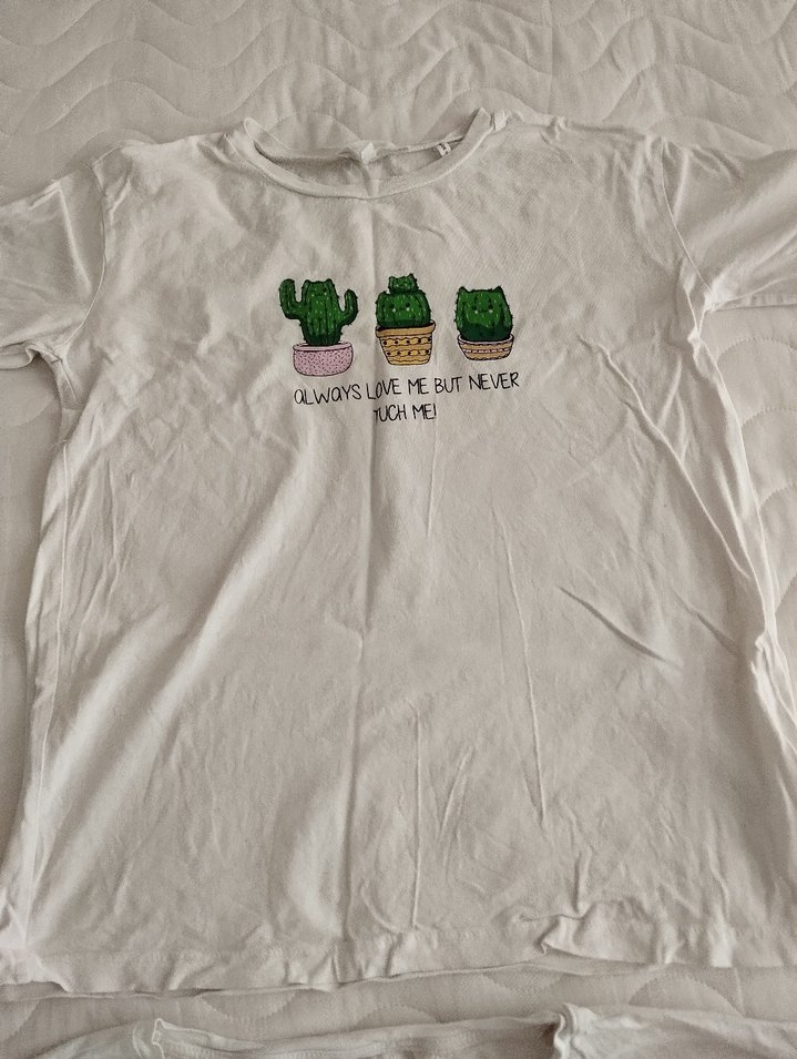 Baskılı Beyaz Tişört, Kısa Kollu - Görsel 2