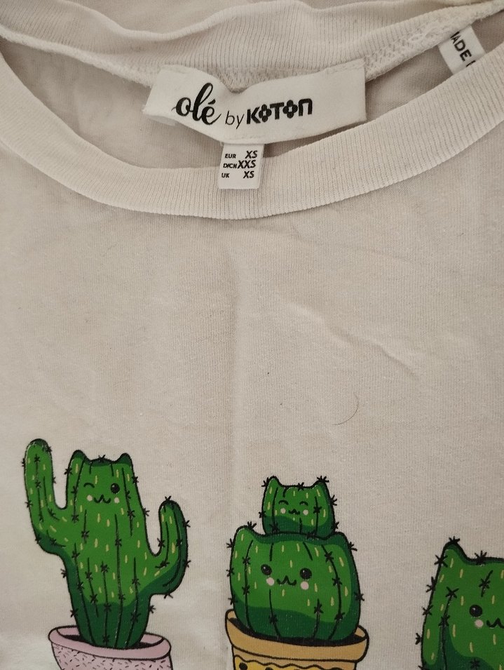 Baskılı Beyaz Tişört, Kısa Kollu - Görsel 5