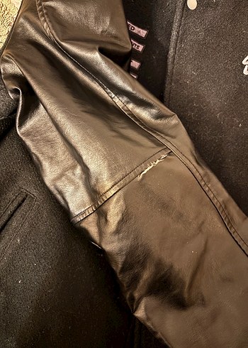 Düğmeli Siyah Deri Street Wear Ceket - Görsel 2