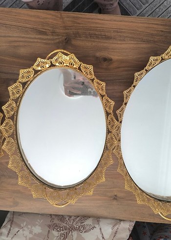 Diger Altın Renk Parlak Oval Ayna