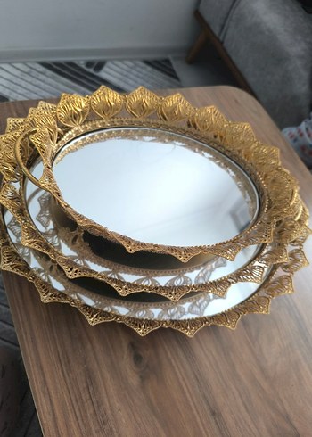Diğer Diger Altın Renk Parlak Oval Ayna