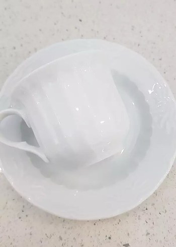  Beden Beyaz Porselen Fincan ve Tabağı