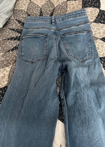 Diğer Geniş Kesim Mavi Midi Kot Pantolon