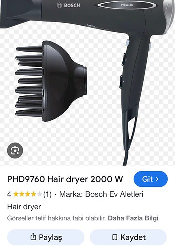 Bosch 2000W Saç Kurutma Makinesi PHD9760