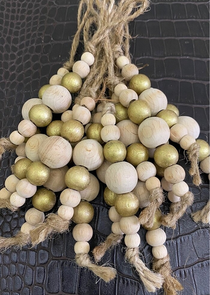 Ahsap Dekoratif Agaç Süsü. Gold - Görsel 2