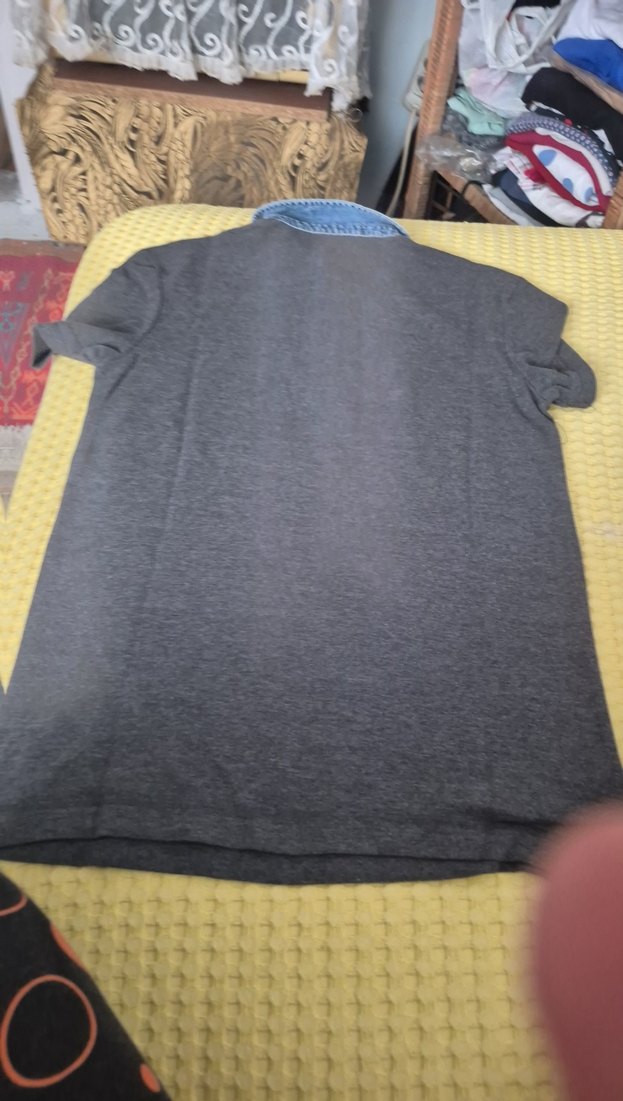 Gri Denim Yaka Kısa Kollu Erkek Polo Tişört - Görsel 4