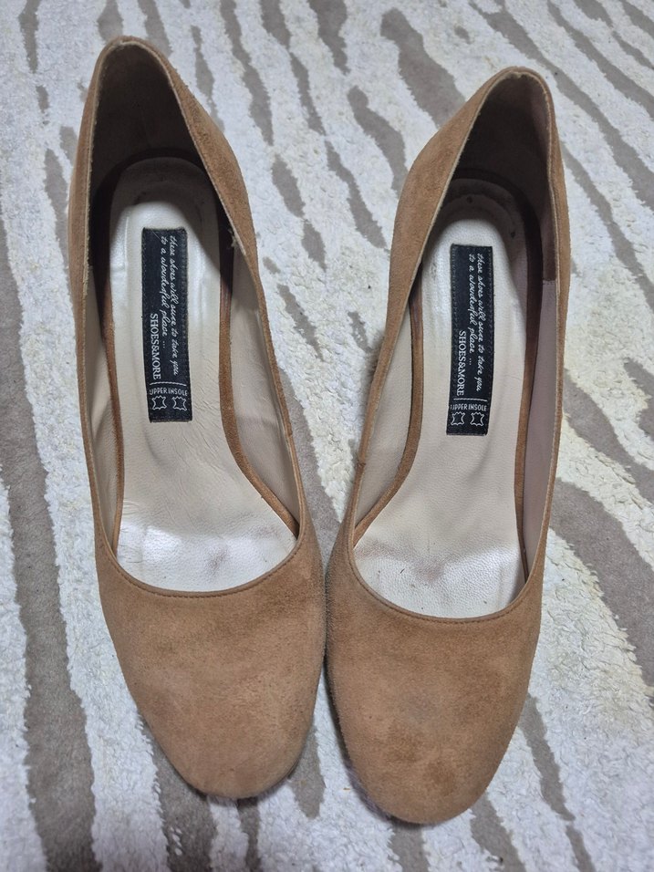 Bej Süet Topuklu Kadın Stiletto - Görsel 2