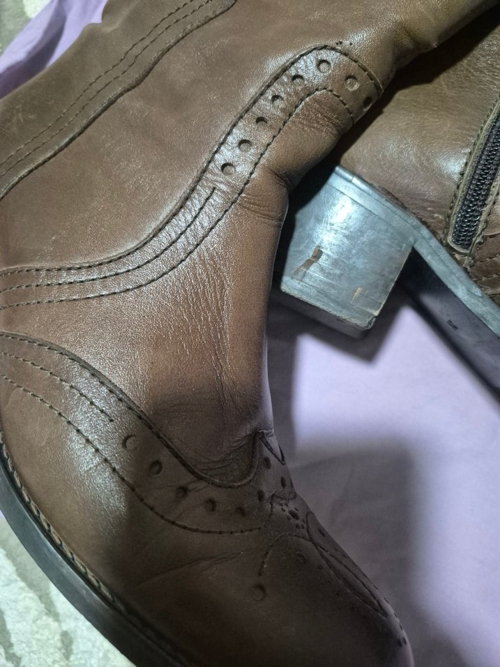 Kahverengi Deri Tokalı Dizüstü Çizme - Görsel 5