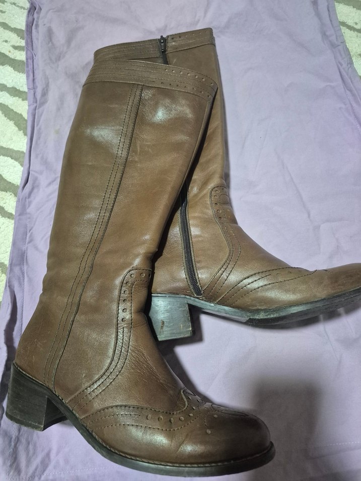 Kahverengi Deri Tokalı Dizüstü Çizme - Görsel 2