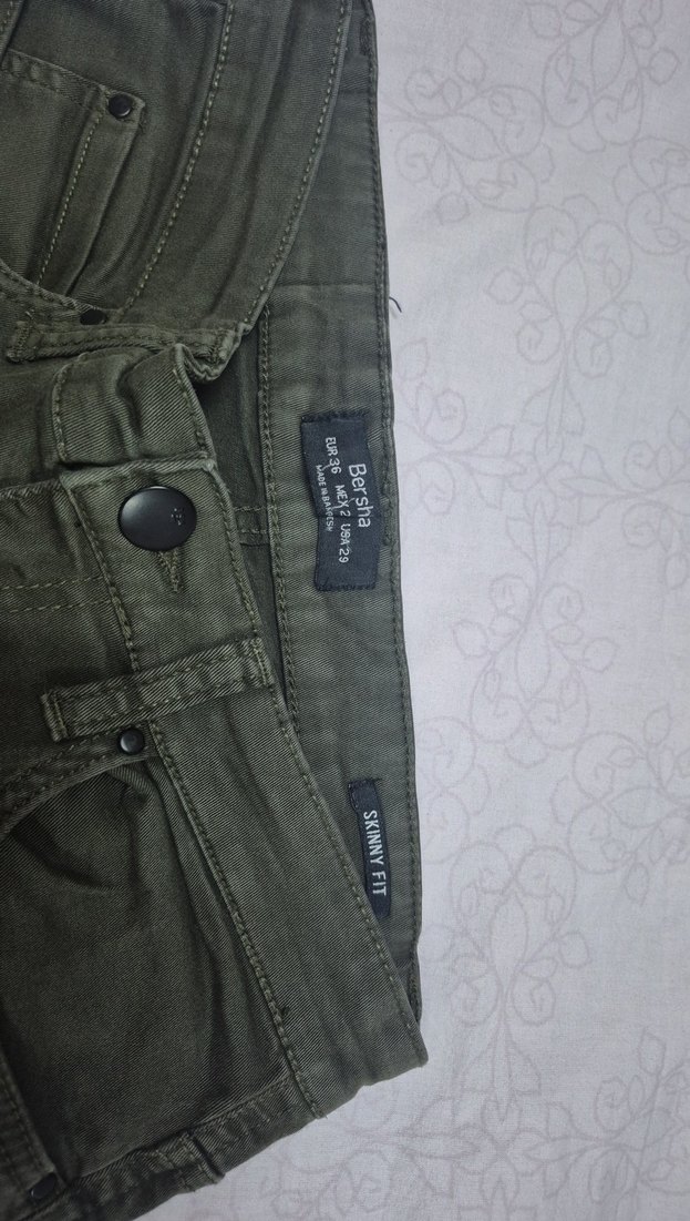 yaşil  Fit bayam Denim Pantolon - Görsel 3