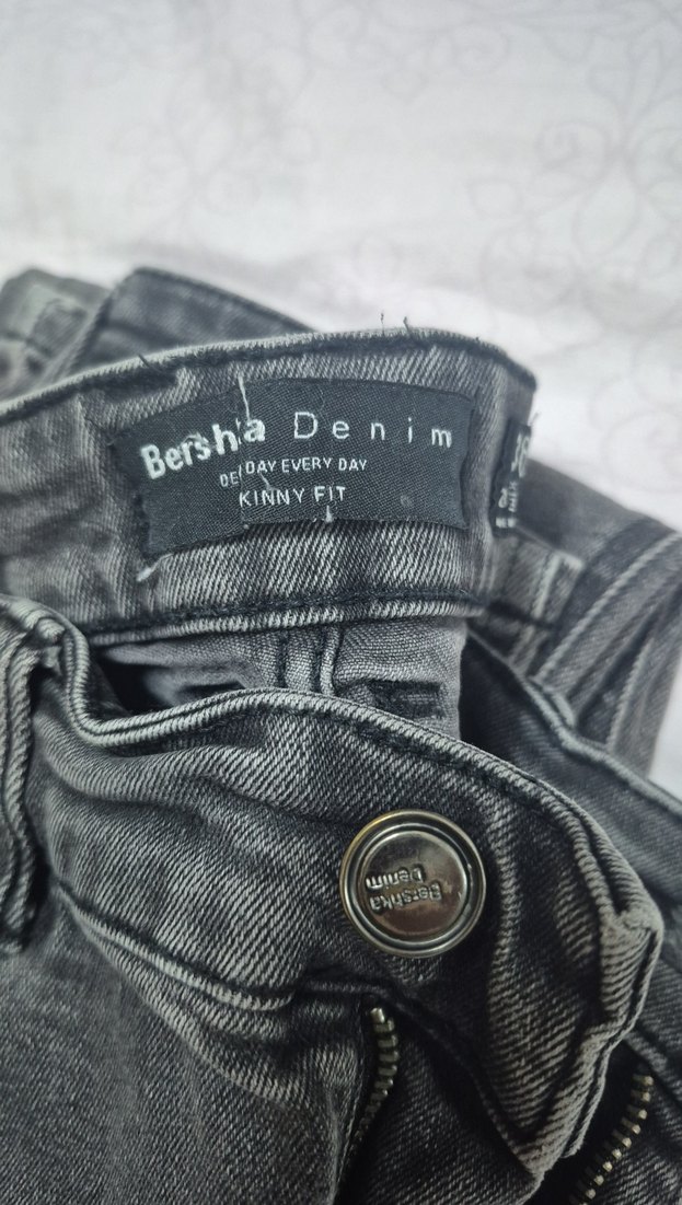 Gri Midi Kadın Denim Jean - Görsel 4