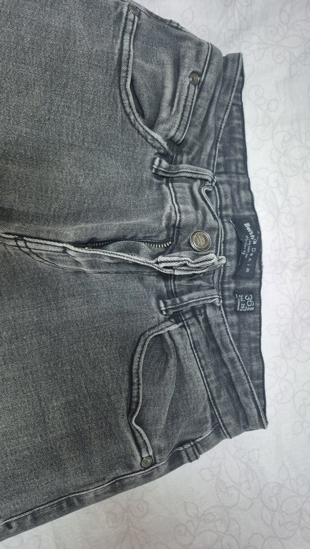 Gri Midi Kadın Denim Jean - Görsel 2