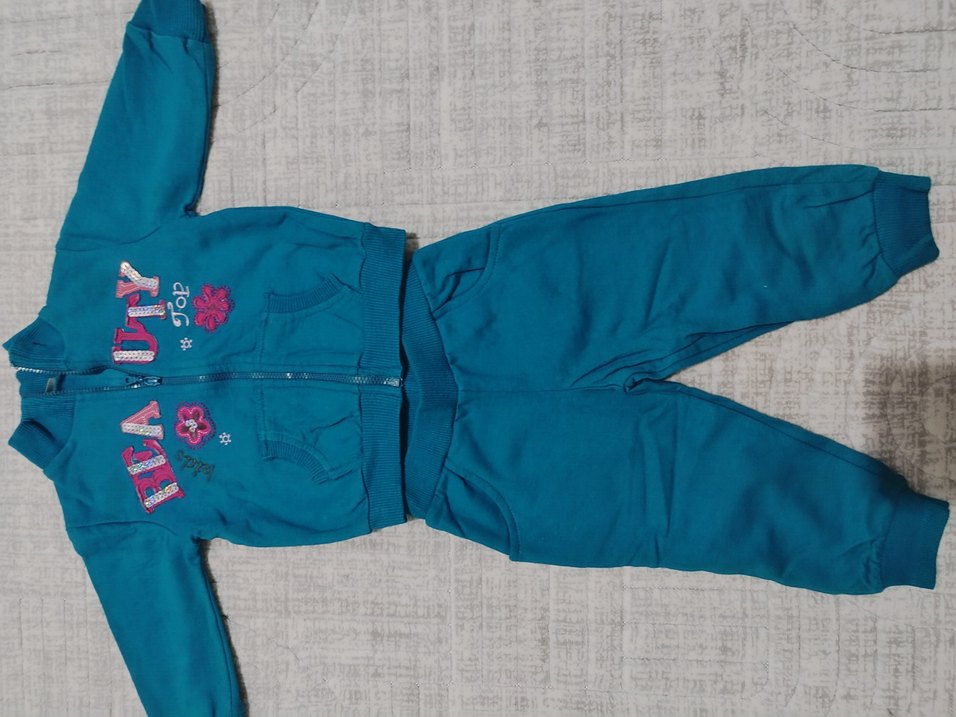 Kız Çocuk Mavi Fermuarlı Eşofman Takımı - Görsel 2