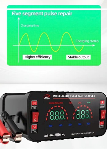 araba akü şarz cihazı profesyonel tip - Görsel 6