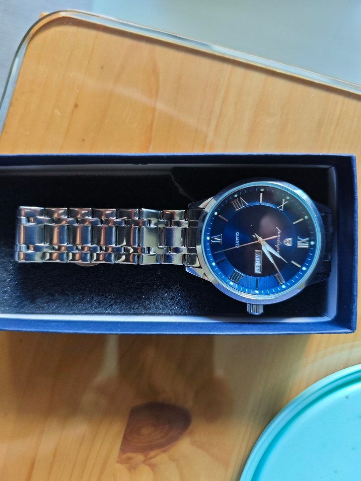 poedagar Modern Klasik Gümüş Mavi Erkek Saat su geçirmez 3 ATM - Görsel 3