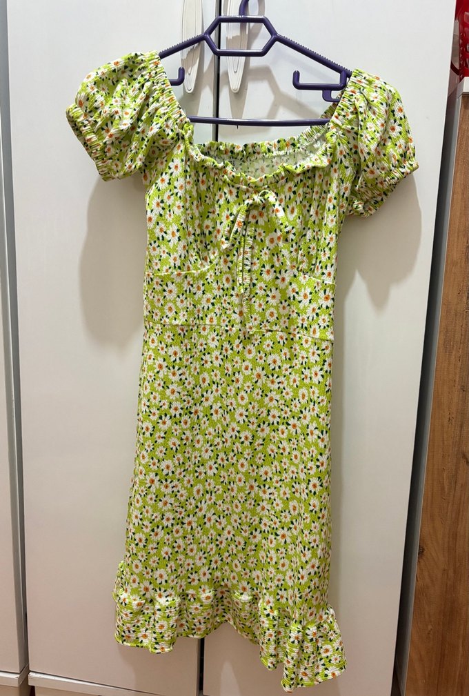 Yeşil Çiçek Desenli Elbise - Görsel 2