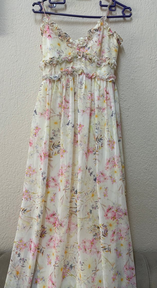 Çiçek Desenli Bohem Uzun Elbise - Görsel 2