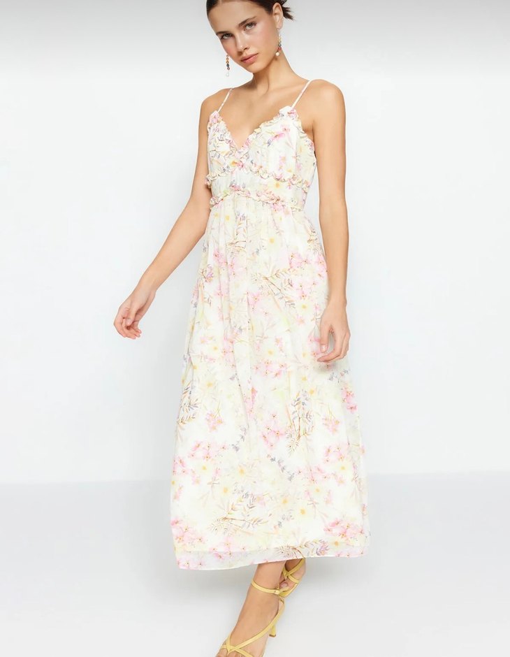 Çiçek Desenli Bohem Uzun Elbise - Görsel 4