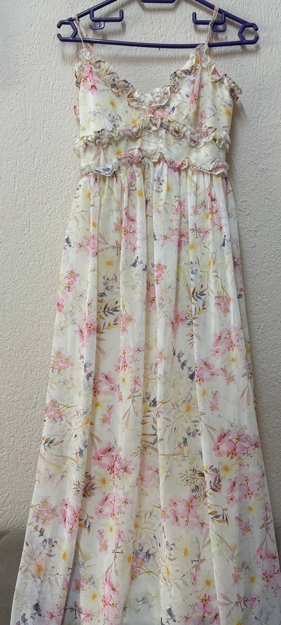 Çiçek Desenli Bohem Uzun Elbise - Görsel 3