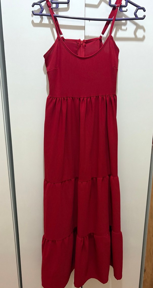 Kırmızı Midi Kadın Elbise - Görsel 3