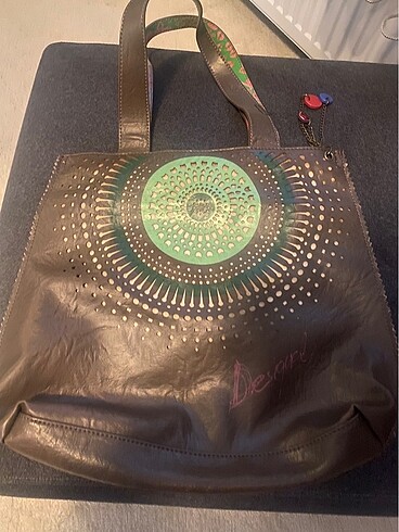 Desigual Desigual hakiki deri kahverengi tarz çanta