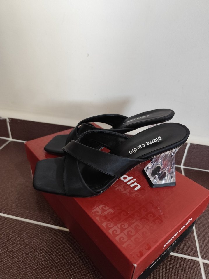 Pierre Cardin Siyah Kadın Topuklu Terlik - Görsel 2